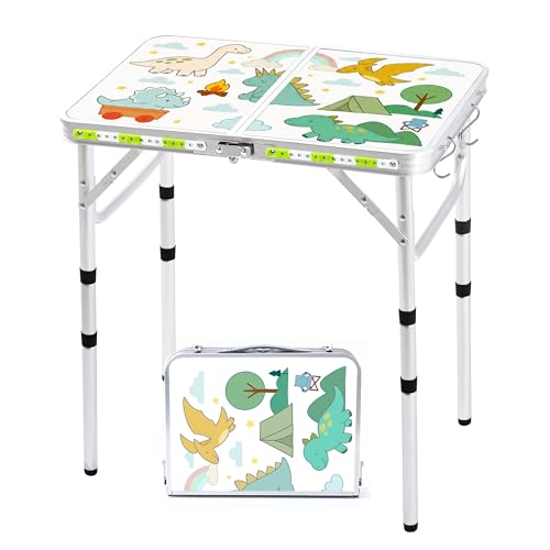 Yriuat 2ft Portable Folding Camping Table with Adjustable Heights - Jurassic Camp Variation