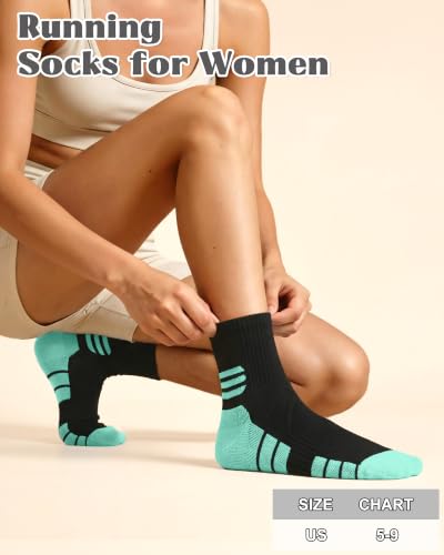 Ankle Compression Socks 5 Pairs for Women Hiking Sports - Purple Red Green Yellow Sky Blue