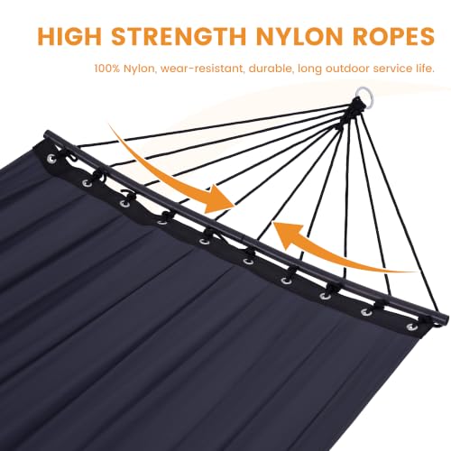 Lazy Daze Portable Camping Hammock Grey with Curved Spreader Bar - Black Grey Variation