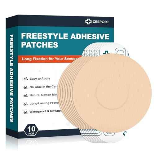 10 Pack Freestyle Adhesive Patches, Sensor Covers Intended for Freestyle Libre 2/3-Enlite-Medtronic Guardian, CGM Sensor Patches, No Glue in The Center, Long Fixation for Your Sensor(Tan)