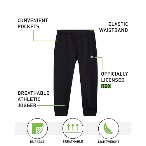RBX Boys Sweatpants - 2 Pack Soft Performance Fleece Athletic Pants Boys Joggers Kids Sweatpants with Pockets (Sizes: 8-16)