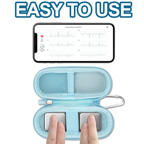 Blue Hard Travel Case for KardiaMobile ECG Heart Monitor with Pill Box & Carabiner