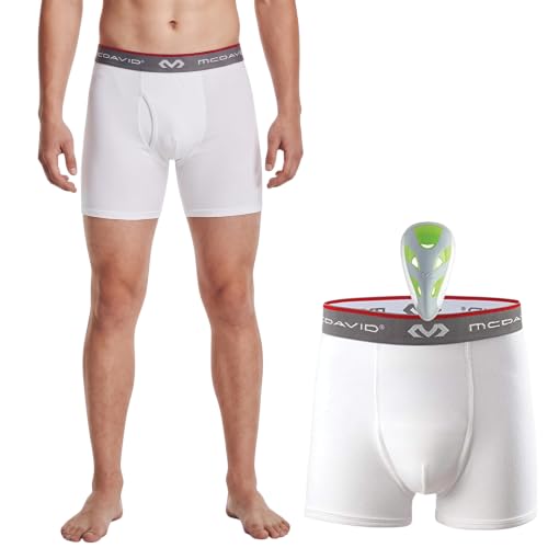 Boys' Boxer Brief Shorts with FlexCup Athletic Protection - Medium White