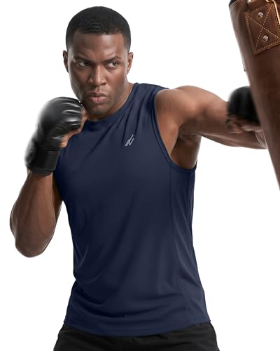 Men's Breathable Mesh Tank Top Pack Large Black Dark Grey Navy Activewear