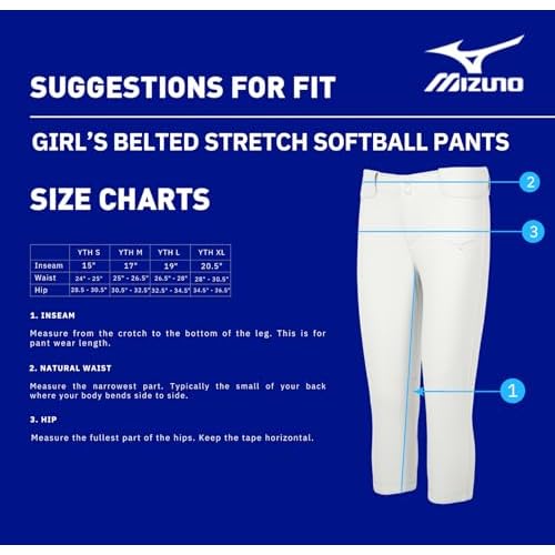 Mizuno Girl's Belted Stretch Softball Pant