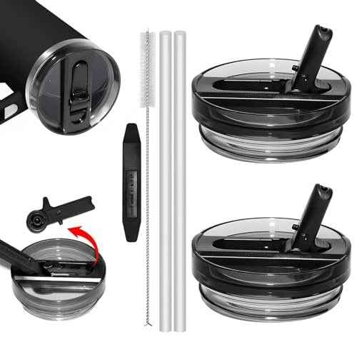 40 oz Detachable Lid Replacement for Stanley Tumbler, Leak-Proof Durable Splash-Proof Cover Compatible with Stanley 40 Ounce Cups£¬Cup Accessories for Stanley 2 Pack (Black+Black)