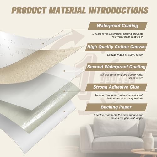 Self-Adhesive Canvas Repair Patches for Outdoor Gear - Light Gray, 4 x 79 Inches