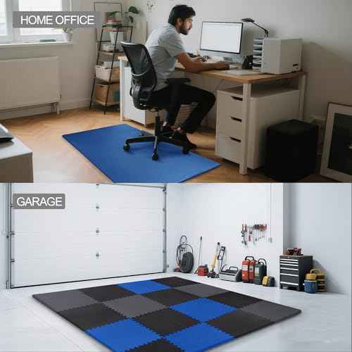 Fitvids Puzzle Exercise Gym Flooring Mat, 1/2" Thick High-Density EVA Interlocking Tiles Workout Mat for Home Gym, Fitness Equipment, MMA, Gymnastics, 36-Piece Shock-Absorbing Exercise Mat (144 Sq Ft)