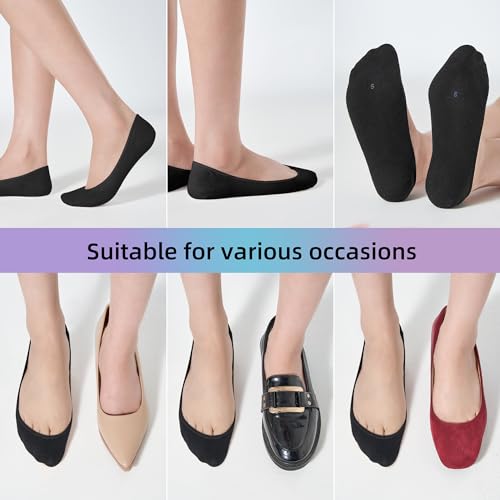 No Show Socks Women 12 Pairs Ultra Low Cut Invisible Non Slip Socks - Black, Nude, White, Grey Variation 9-11
