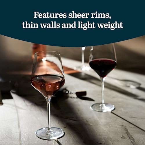 Libbey Master¡¯s Reserve 9323 Prism All Purpose Wine Glasses Set, 16 Oz, Clear, Sleek Wine Glass Set Of 12, Modern Stemware Glasses for Special Moments