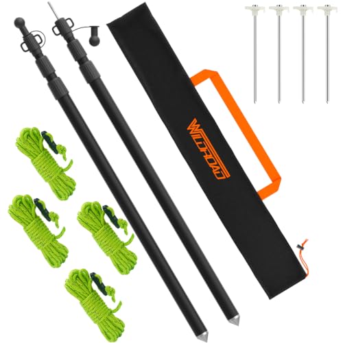Wildroad 7.7 Ft Telescoping Aluminum Tarp Poles with Non-Slip Cone Bottom - Set of 2