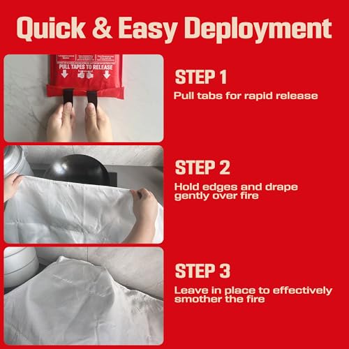 2-Pack Emergency Fire Blanket 40x40 Inches Fire Suppression for Kitchen Garage Car Camping