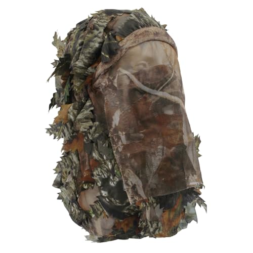 Camouflage Leafy Full Face Mask Headwear - Coffee Camo, 2-in-1 Adjustable Sniper Veil for Hunting & Wildlife