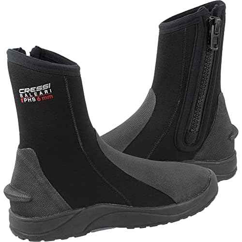 Cressi 6mm Neoprene Adult Hard Sole Boots - for Water Sports: Scuba Diving, Snorkeling - Baleari PHS: Designed in Italy