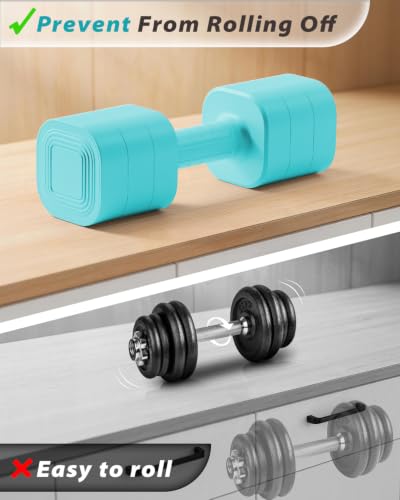 Adjustable Dumbbell Set of 2 - Mint Blue 10LB Weights for Home Workouts