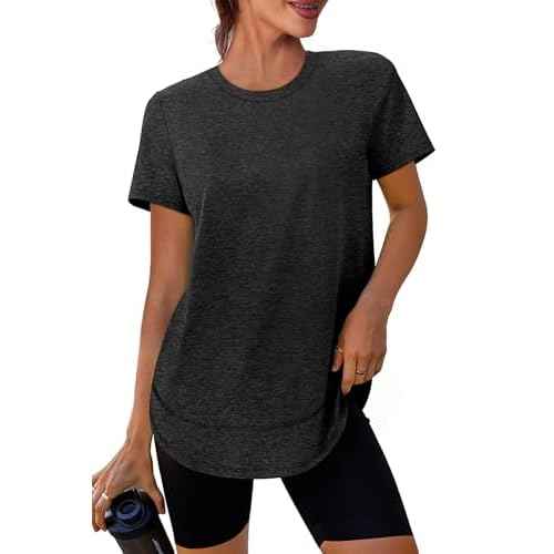 Womens Workout Tops Short Sleeve Shirts with Sun Protection UPF 50+ Quick Dry Outfits for Hiking Running S-3XL