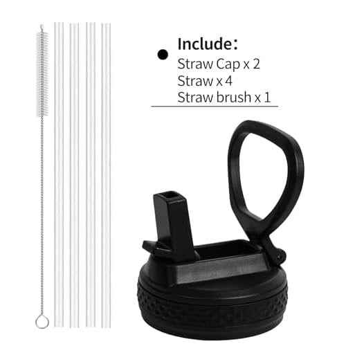 2Pack Straw Lid Compatible with ThermoFlask 18OZ/24OZ/32OZ/40OZ/64OZ Water Bottle, Replacement Lid Fits Nalgene wide mouth bottle, Leak Proof and Spill Proof, Easy to Carry