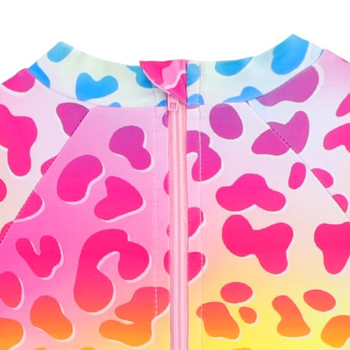 Rainbow Leopard Baby & Toddler Girl Long Sleeve Ruffle Swimsuit 2-3T - UPF 50+ Sun Protection