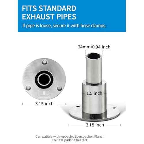 OCEANBROAD Stainless Steel 316 Thru Hull Exhaust, Fitting 22mm/24mm Hose Pipe Marine Exhaust Port for Webasto, Planar, Eberspacher, Chinese Diesel Parking heaters, with Bolts and Nuts