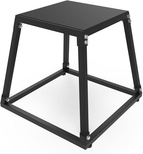 Metal Plyometric Jump Box, Steel Plyometric Platform and Jumping Box with Anti-Slip Top - 18 Inch Home Gym Plyo Boxes, Anti-Slip Exercise Step Up Boxes for Strength and Conditioning Training (Black)