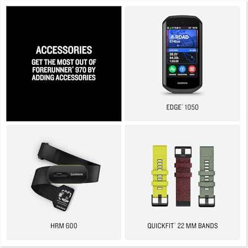 Garmin¢ç Forerunner¢ç 970, Premium GPS Running and Triathlon Smartwatch, AMOLED Display, Built-in LED Flashlight, Carbon Gray DLC Titanium with Black Case and Black/Translucent Whitestone Band