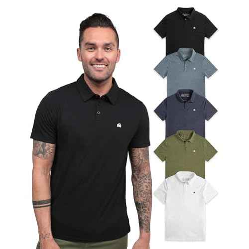 INTO THE AM Polo Shirts for Men - Slim Fit Short Sleeve Collared Shirt S - 4XL Fitted Collar Polos for Work
