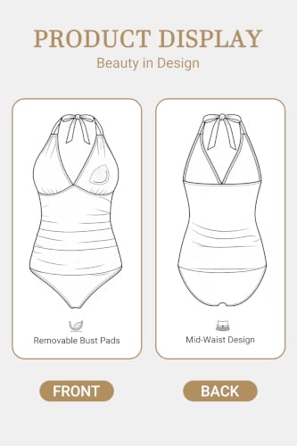 Women's Halter Tankini Two Piece Bathing Suit - Large Black