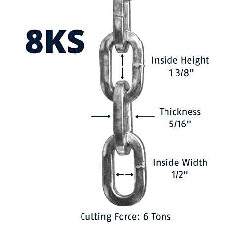 ABUS Hardened Steel 8KS 6 Foot x 5/16" Thick Square Security Chain for Bikes, Containers, Trailers, ATV's, Motorcycles and Personal/Industrial Property
