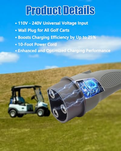 Gray Golf Cart Charger Cord for MadJax X Series 10ft Replacement