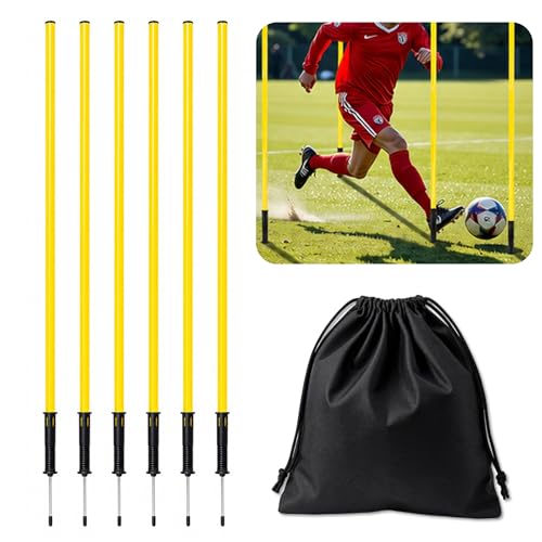 Adjustable Soccer Agility Poles with Steel Ground Nails - 5 FT Training Equipment