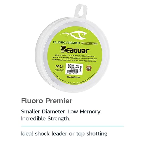 Seaguar Fluoro Premier Saltwater Fishing Line Shock Leader 30lb 50yds Clear
