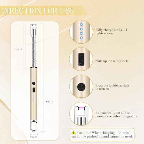 Electric Lighter, Candle Lighter Flameless Windproof with 360¡Æ Flexible Neck & LED Power Display, Type C Arc Rechargeable Lighters for BBQ, Camping, Cooking, Gift for Christmas, Thanksgiving, Birthday