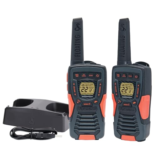 Cobra ACXT1035R FLT Floating Walkie Talkies - Waterproof, Rechargeable, Long Range up to 37-Mile Two Way Radio with NOAA Weather Alert & VOX, (2 Pack)