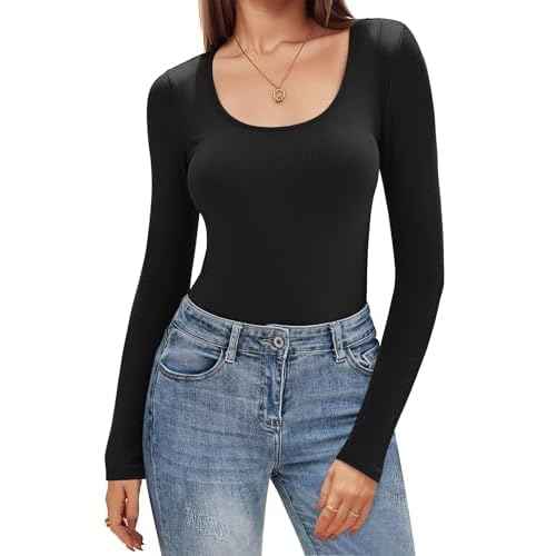 Zeagoo Womens Long Sleeve Henley T Shirts Button Ribbed Knit Slim Fitted Tee Tops Basic Casual Work Blouse XS-XXL