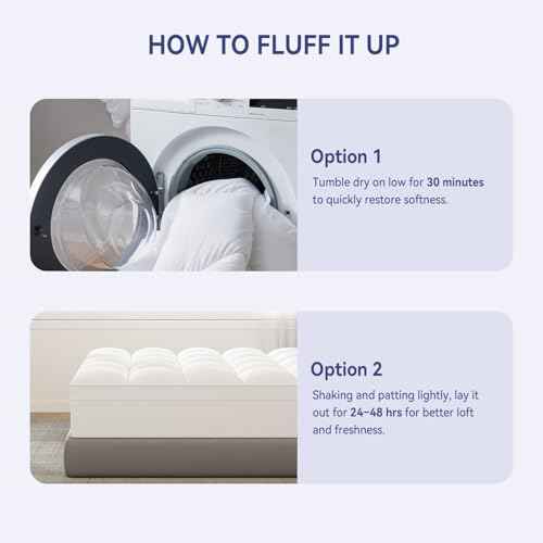 ELEMUSE Queen Mattress Topper for Back Pain, Extra Thick Mattress Pad Cover, Plush Soft Pillowtop with Elastic Deep Pocket, Overfilled Down Alternative Filling