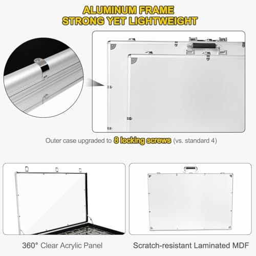 Trade Show Display Case – 34"x22" Large Aluminum Locking Tabletop Showcase for Trading Cards, Sports Cards, TCG, Jewelry – Lightweight & Portable for Exhibitions, Conventions, and Collectibles