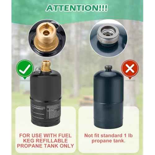 WADEO Propane Refill Adapter for 1lb Fuel Keg, Propane Adapter 20lb to 1lb Converter with Control Valve ONLY for Fuel Keg Refillable Propane Cylinder 1 lb