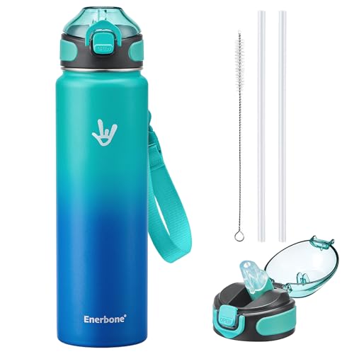 32 oz Insulated Stainless Steel Water Bottle with Carrying Strap - Leakproof & Keeps Drinks Hot or Cold