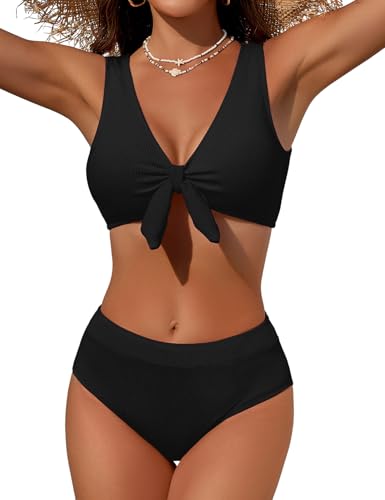 High Waisted Bikini Set with Tummy Control - Two Piece Swimsuit for Women