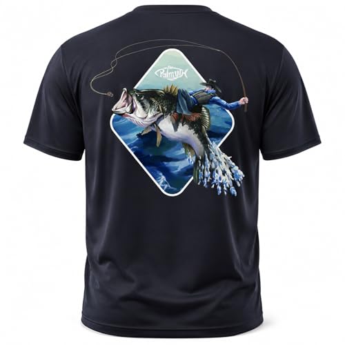 Men's Short Sleeve Fishing T-Shirt Sun Protection UV UPF 50+ - Medium Black Cowboy Rides Bass