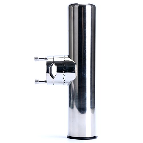 Marine Grade Stainless Steel Clamp-On Fishing Rod Holder for Rails 1"-1-1/4"