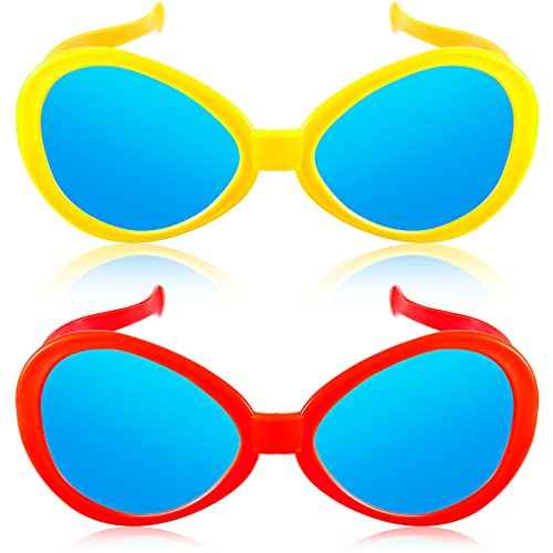 Flutesan 2 Pcs Giant Sunglasses Jumbo Clown Glasses Funny for Adults Photo Props for Halloween Party