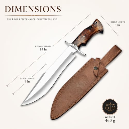 14-Inch D2 Steel Fixed Blade Hunting Knife with Sheath