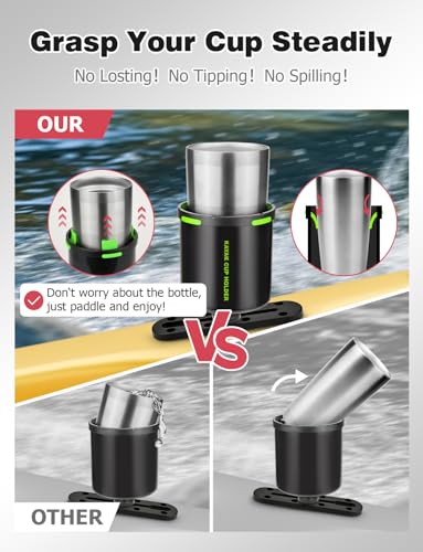 Kayak Cup Holder with Anti-Tip Rubber Pad - Durable ABS Mount 2 Pack