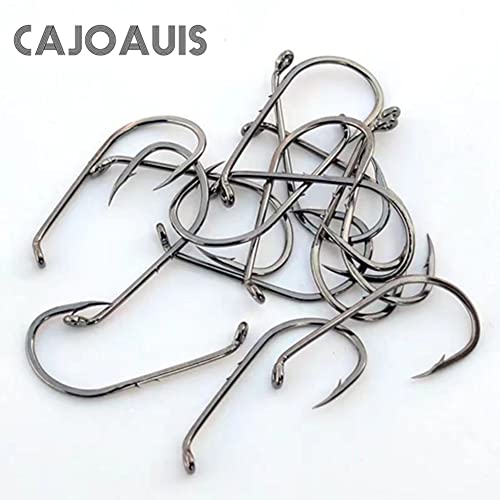 100pcs Barbed Fishing Hooks - Sharp Offset Shank Down Eye Tackle