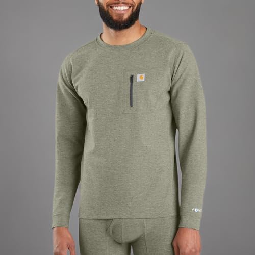 Carhartt Men's MBL110 Base Force¢ç Heavyweight Base Layer Crew - Large Tall - Burnt Olive Heather