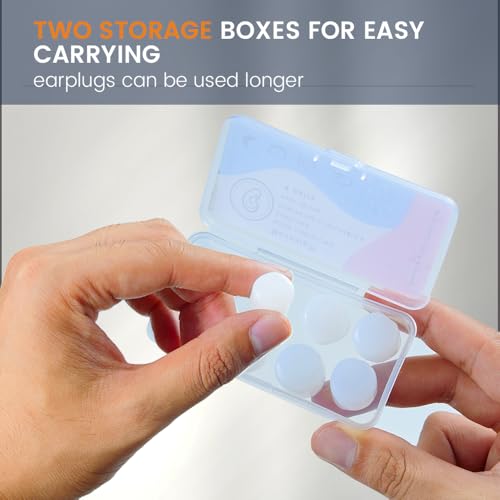 Moldable Silicone Ear Plugs for Sleep Swimming Shooting & Travel - 16 Packs, White