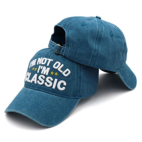Funny Retirement Birthday Hat for Men Women I'm Not Old Classic Baseball Cap - Blue Washed