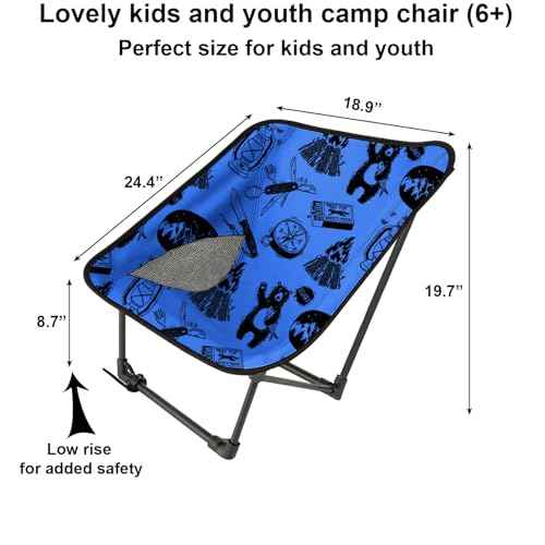 Youth and Kids Camping Chair | Ultra Lightweight, Foldable and Heavy Duty | Ideal Indoor/Outdoor Kid Chair for Camping, Beach, Sports and Lawn