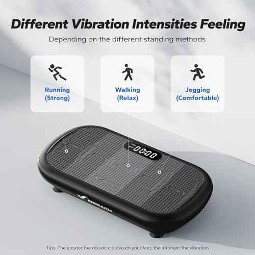 MERACH Vibration Plate Exercise Machine, Vibration Plate 440 Lbs Capacity, Bluetooth and Silicone Pedal, Stimulate Deep Fat, Vibration Plate for Lymphatic Drainage, Vibrating for Weight Loss